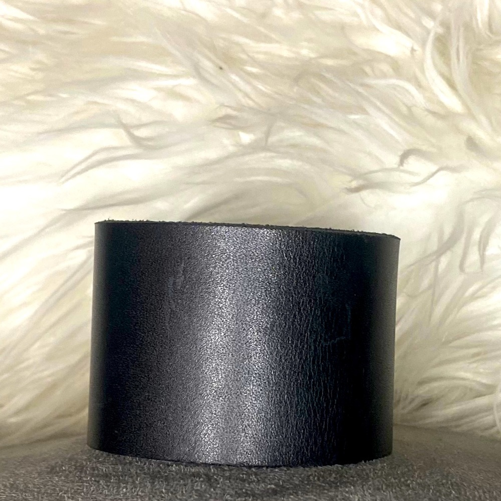 Adjustable Black Faux Leather Bracelet!